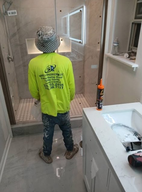 Marble Tile Shower — Final Walkthrough — Noyola Construction project in Huntsville, AL